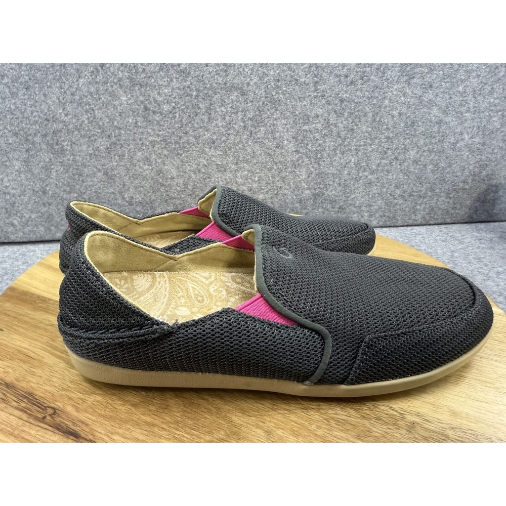 Olukai Waialua Mesh Gray‎ & Pink Casual Slip On Loafers Shoes Women's 5 - Picture 3 of 9